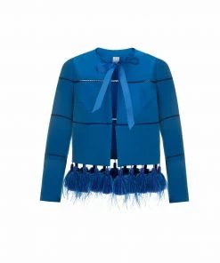 Huishan Zhang *ONLINE EXCLUSIVE* SANDY JACKET ELECTRIC BLUE CREPE ONLINE EXCLUSIVES