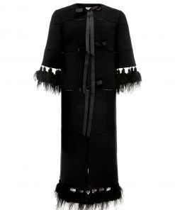 Huishan Zhang JUDY COAT BLACK CREPE JACKETS AND COATS