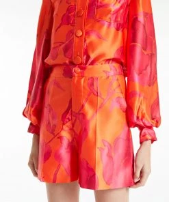 Huishan Zhang SKIRTS AND TROUSERS BELLE SHORTS ORANGE/FUCHSIA SATIN