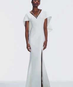 Huishan Zhang *PRE ORDER* BELVA GOWN WHITE CREPE 11 Huishan Zhang *PRE ORDER* BELVA GOWN WHITE CREPE