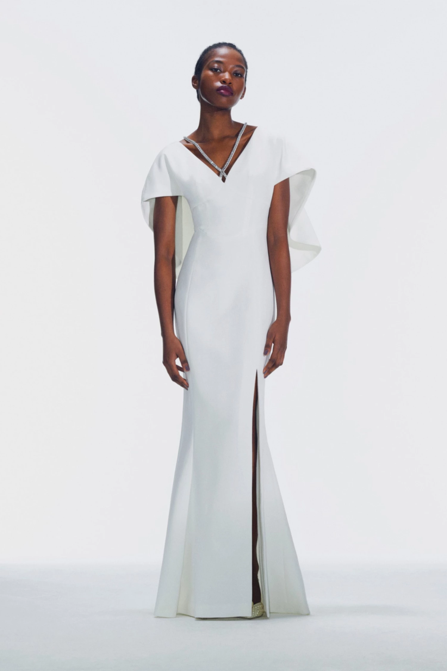 Huishan Zhang *PRE ORDER* BELVA GOWN WHITE CREPE 6 Huishan Zhang *PRE ORDER* BELVA GOWN WHITE CREPE