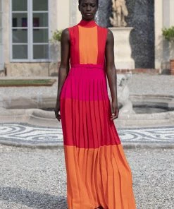 Huishan Zhang MARIANNE GOWN ORANGE/RED/FUCHSIA CREPE DE CHINE DRESSES