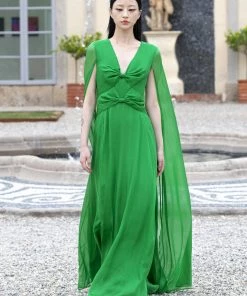 Huishan Zhang DRESSES THEODORA GOWN EMERALD GREEN VOILE