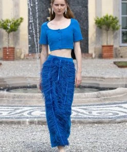 Huishan Zhang FEDERICA SKIRT ELECTRIC BLUE CREPE SKIRTS AND TROUSERS