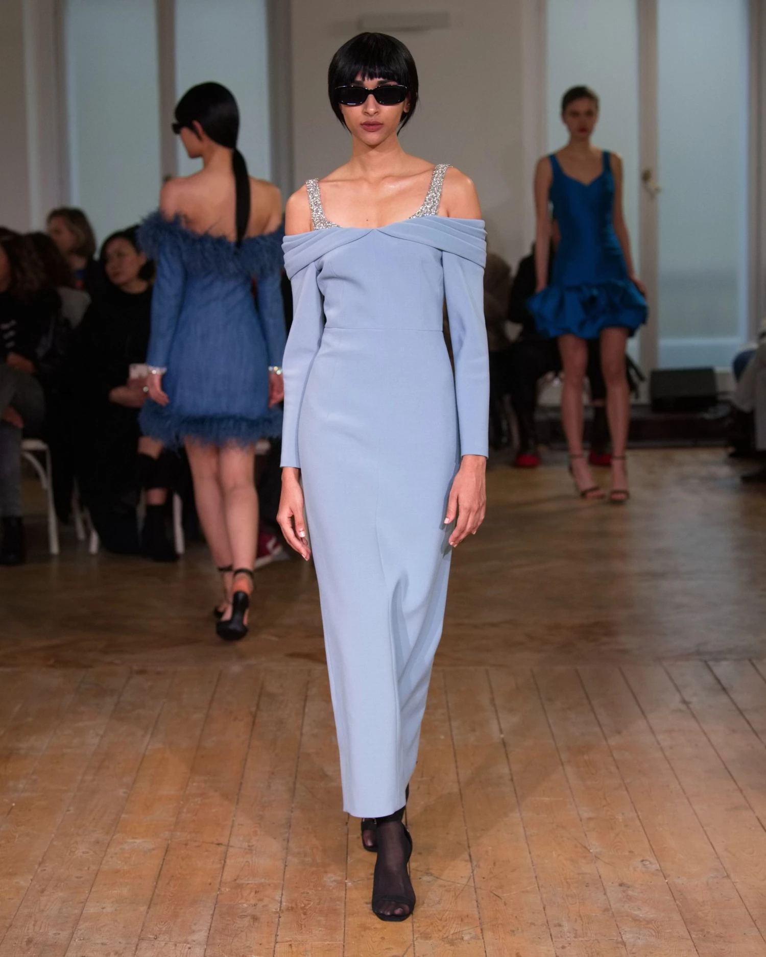 Huishan Zhang *PRE ORDER* LINA DRESS BLUE FOG CREPE 6 Huishan Zhang *PRE ORDER* LINA DRESS BLUE FOG CREPE