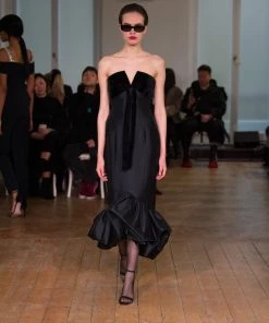 Huishan Zhang *PRE ORDER* CANDRA DRESS BLACK TAFFETA