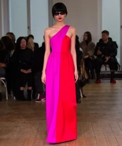 Huishan Zhang *PRE ORDER* AMAL GOWN RED/MAGENTA DUCHESS