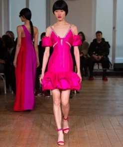 Huishan Zhang *PRE ORDER* RENA DRESS RASPBERRY TAFFETA