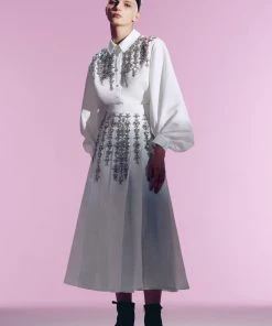 Huishan Zhang NEW SEASON OPAL SKIRT WHITE FAILLE