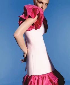 Huishan Zhang NEW SEASON TWYLA DRESS PINK CREPE