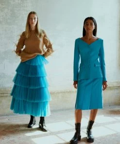 Huishan Zhang FRANCES SKIRT AQUA TULLE