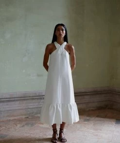 Huishan Zhang CHIARA DRESS WHITE DUCHESSE DRESSES