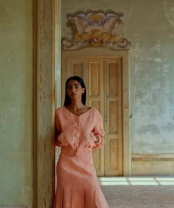 Huishan Zhang VIENNA JACKET PEACH TWEED