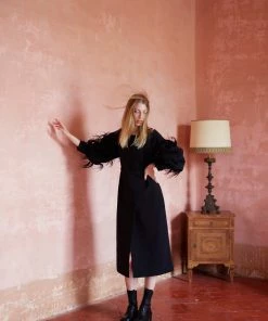 Huishan Zhang JACKETS AND COATS MIRANDA COAT BLACK CREPE