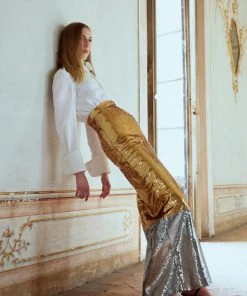 Huishan Zhang SKIRTS AND TROUSERS FRIDA SKIRT GOLD/SILVER SEQUINS 11 Huishan Zhang SKIRTS AND TROUSERS FRIDA SKIRT GOLD/SILVER SEQUINS