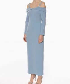 Huishan Zhang *PRE ORDER* LINA DRESS BLUE FOG CREPE 8 Huishan Zhang *PRE ORDER* LINA DRESS BLUE FOG CREPE