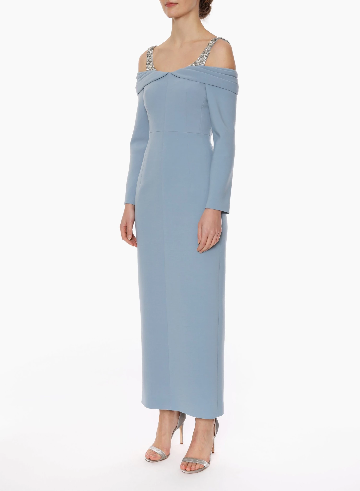 Huishan Zhang *PRE ORDER* LINA DRESS BLUE FOG CREPE 3 Huishan Zhang *PRE ORDER* LINA DRESS BLUE FOG CREPE