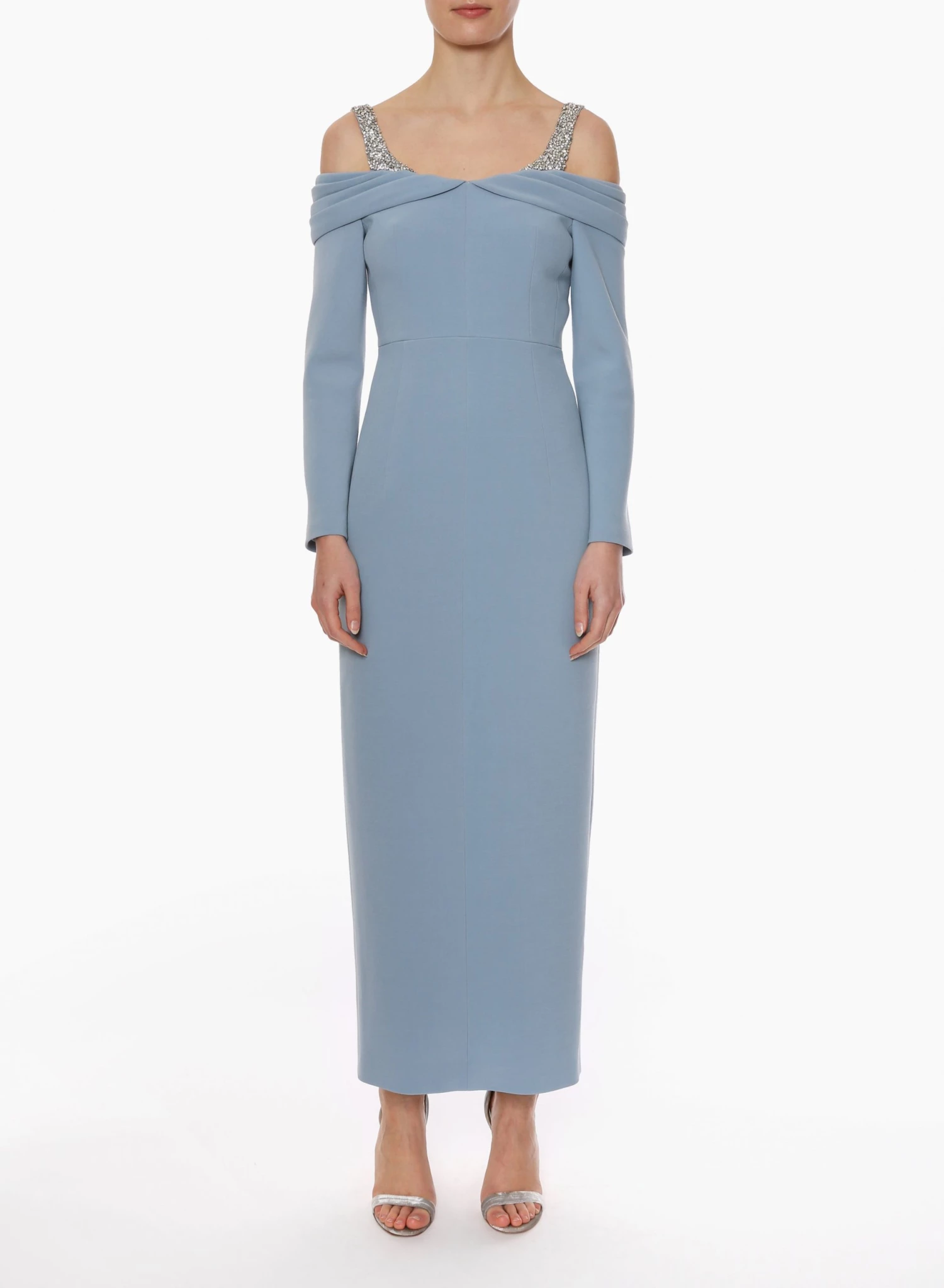 Huishan Zhang *PRE ORDER* LINA DRESS BLUE FOG CREPE 2 Huishan Zhang *PRE ORDER* LINA DRESS BLUE FOG CREPE