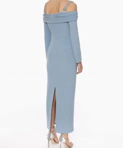 Huishan Zhang *PRE ORDER* LINA DRESS BLUE FOG CREPE 9 Huishan Zhang *PRE ORDER* LINA DRESS BLUE FOG CREPE