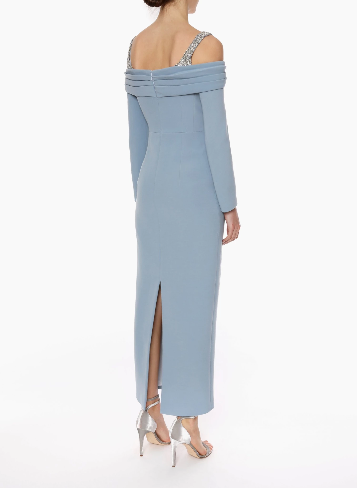 Huishan Zhang *PRE ORDER* LINA DRESS BLUE FOG CREPE 4 Huishan Zhang *PRE ORDER* LINA DRESS BLUE FOG CREPE