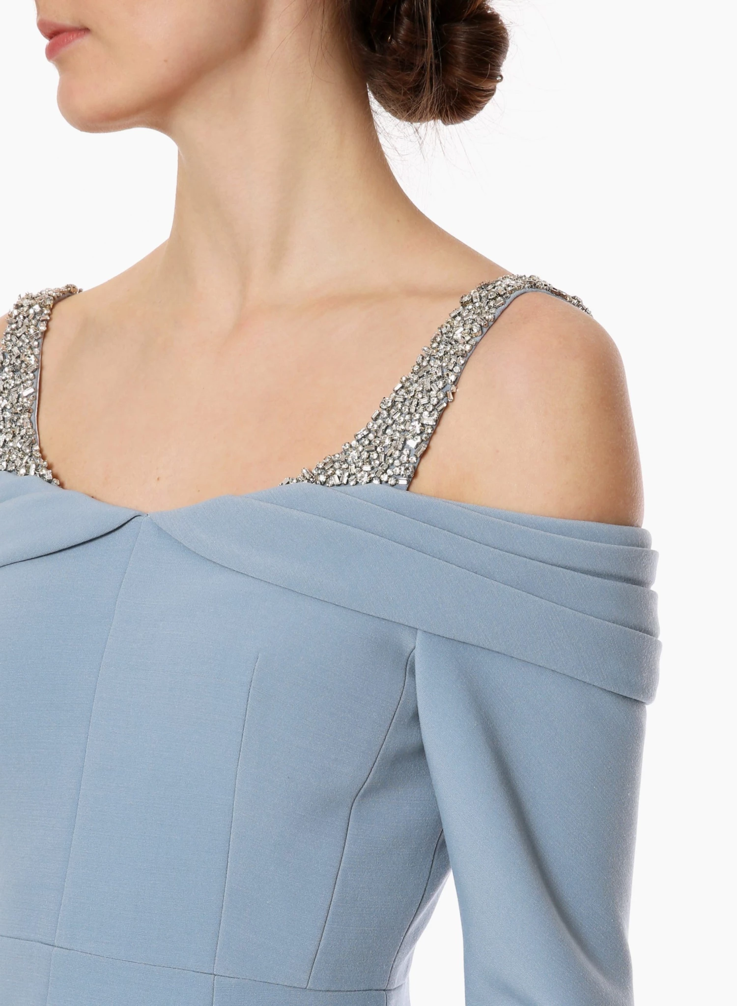 Huishan Zhang *PRE ORDER* LINA DRESS BLUE FOG CREPE 5 Huishan Zhang *PRE ORDER* LINA DRESS BLUE FOG CREPE