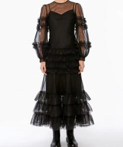 Huishan Zhang NEW SEASON MAIZIE DRESS BLACK TULLE