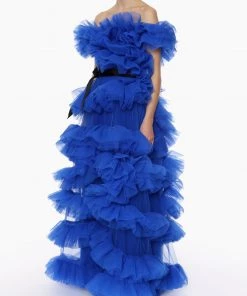 Huishan Zhang *PRE ORDER* MARIEL GOWN COBALT BLUE TULLE 7 Huishan Zhang *PRE ORDER* MARIEL GOWN COBALT BLUE TULLE