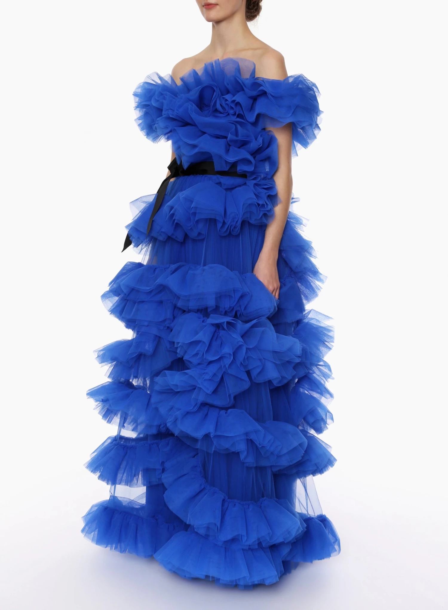 Huishan Zhang *PRE ORDER* MARIEL GOWN COBALT BLUE TULLE 3 Huishan Zhang *PRE ORDER* MARIEL GOWN COBALT BLUE TULLE