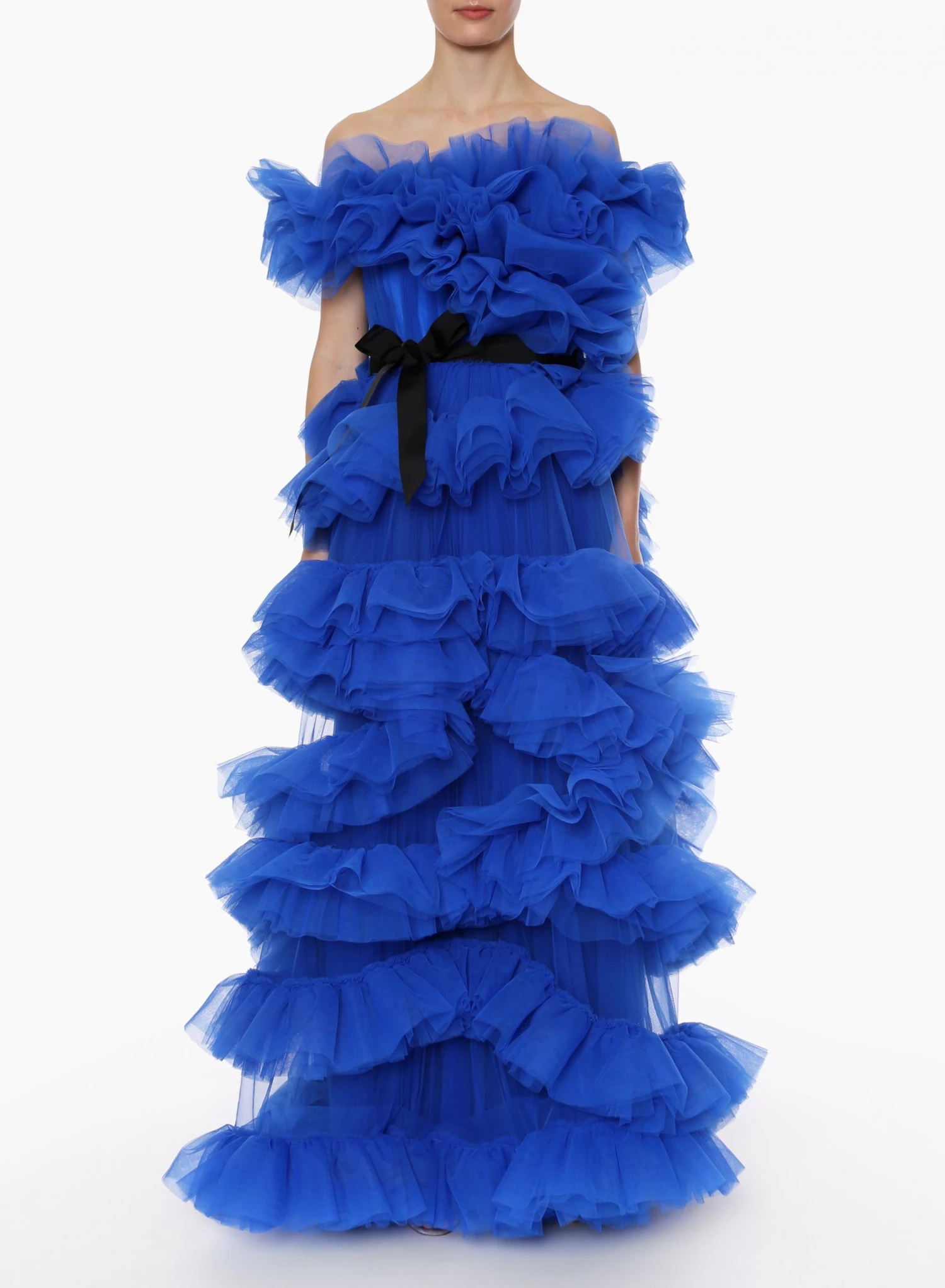 Huishan Zhang *PRE ORDER* MARIEL GOWN COBALT BLUE TULLE 2 Huishan Zhang *PRE ORDER* MARIEL GOWN COBALT BLUE TULLE
