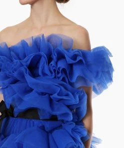 Huishan Zhang *PRE ORDER* MARIEL GOWN COBALT BLUE TULLE 9 Huishan Zhang *PRE ORDER* MARIEL GOWN COBALT BLUE TULLE