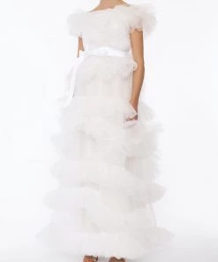 Huishan Zhang *ONLINE EXCLUSIVE* MARIEL GOWN WHITE TULLE NEW SEASON 7 Huishan Zhang *ONLINE EXCLUSIVE* MARIEL GOWN WHITE TULLE NEW SEASON