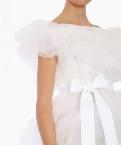 Huishan Zhang *ONLINE EXCLUSIVE* MARIEL GOWN WHITE TULLE NEW SEASON 9 Huishan Zhang *ONLINE EXCLUSIVE* MARIEL GOWN WHITE TULLE NEW SEASON