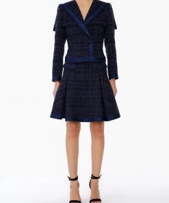 Huishan Zhang MILENA JACKET NAVY TWEED