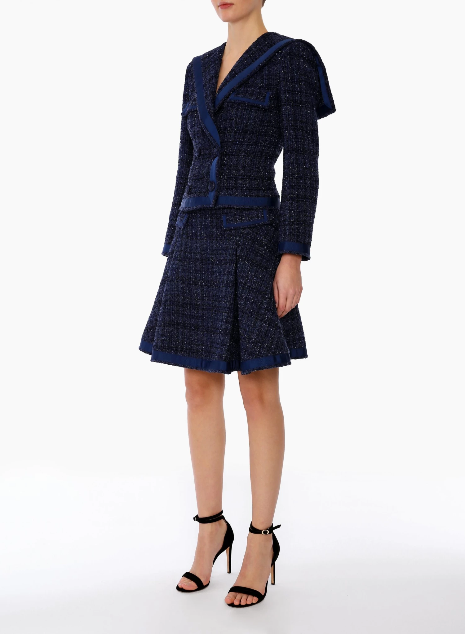 Huishan Zhang MILENA JACKET NAVY TWEED 3 Huishan Zhang MILENA JACKET NAVY TWEED