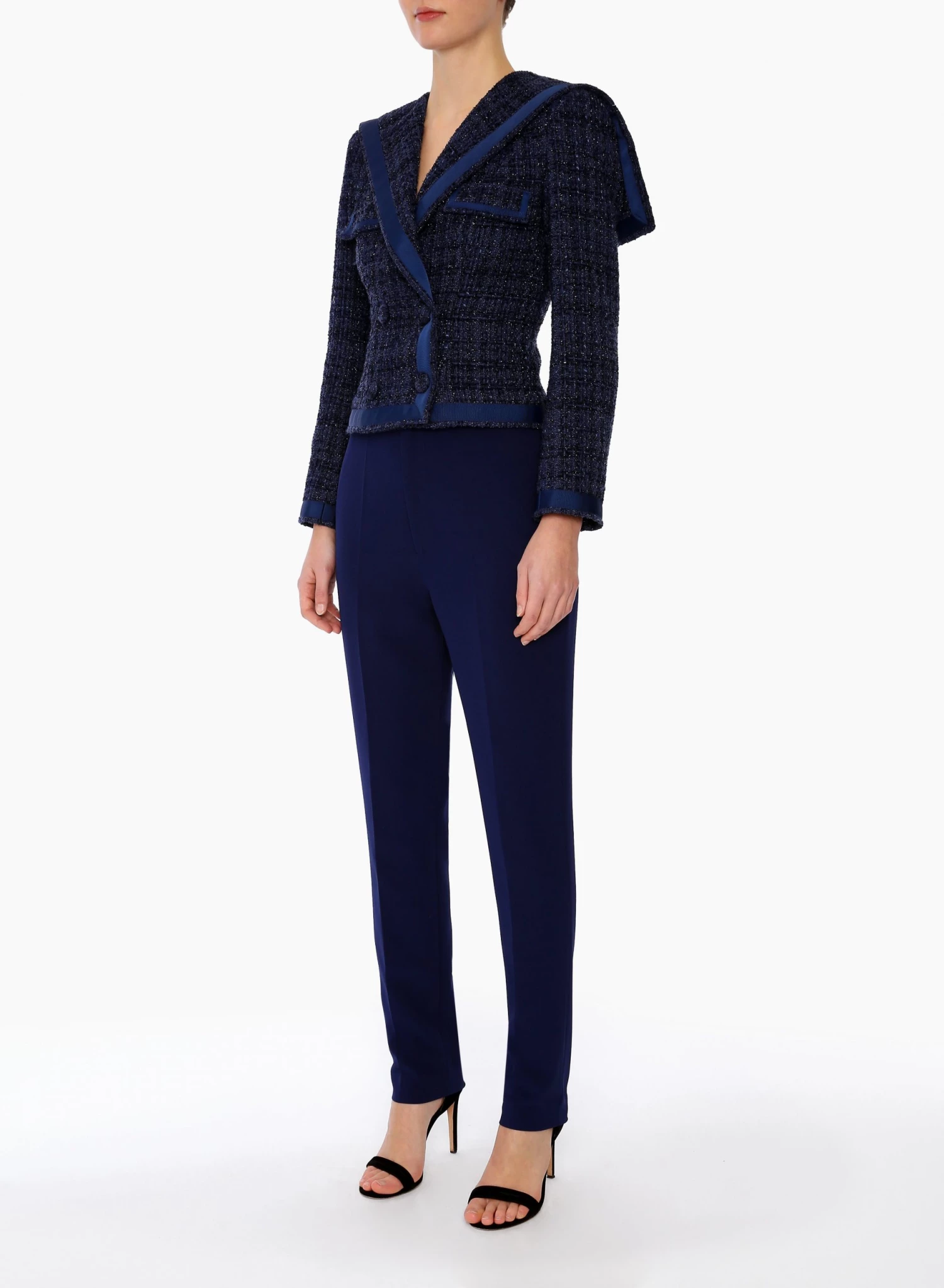 Huishan Zhang MILENA JACKET NAVY TWEED 6 Huishan Zhang MILENA JACKET NAVY TWEED