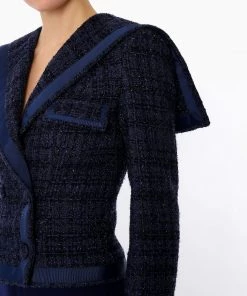 Huishan Zhang MILENA JACKET NAVY TWEED 10 Huishan Zhang MILENA JACKET NAVY TWEED
