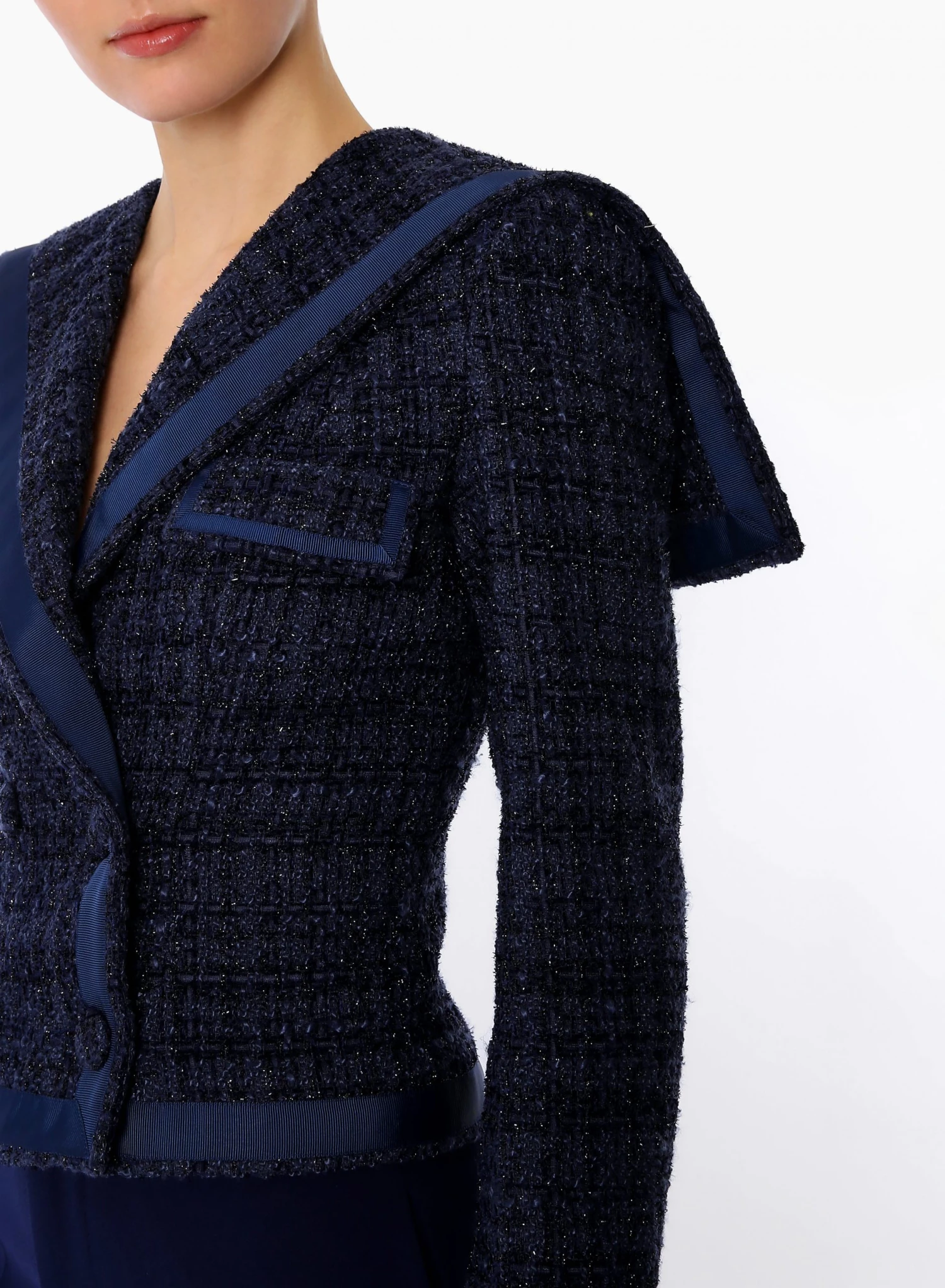 Huishan Zhang MILENA JACKET NAVY TWEED 5 Huishan Zhang MILENA JACKET NAVY TWEED