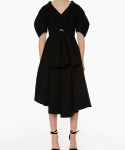 Huishan Zhang *PRE ORDER* NAYLA DRESS BLACK COTTON