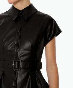 Huishan Zhang * ONLINE EXCLUSIVE* RAMA TOP BLACK PLEATHER NEW SEASON