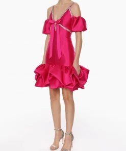 Huishan Zhang *PRE ORDER* RENA DRESS RASPBERRY TAFFETA