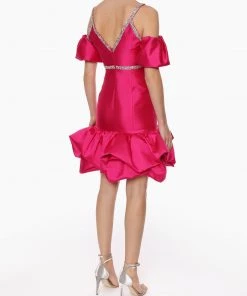 Huishan Zhang *PRE ORDER* RENA DRESS RASPBERRY TAFFETA