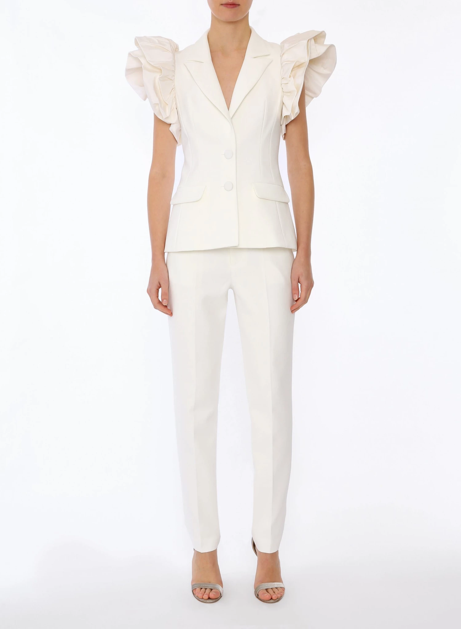 Huishan Zhang *PRE ORDER* ROSITA JACKET WHITE CREPE 2 Huishan Zhang *PRE ORDER* ROSITA JACKET WHITE CREPE