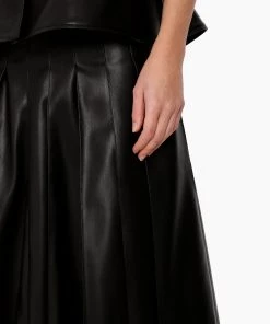 Huishan Zhang * ONLINE EXCLUSIVE* RUBI SKIRT BLACK PLEATHER NEW SEASON
