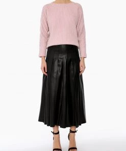 Huishan Zhang * ONLINE EXCLUSIVE* RUBI SKIRT BLACK PLEATHER NEW SEASON