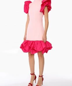 Huishan Zhang NEW SEASON TWYLA DRESS PINK CREPE