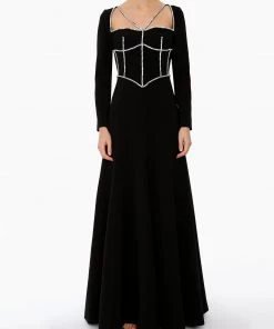 Huishan Zhang VERENA GOWN BLACK CREPE NEW SEASON