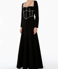 Huishan Zhang VERENA GOWN BLACK CREPE NEW SEASON