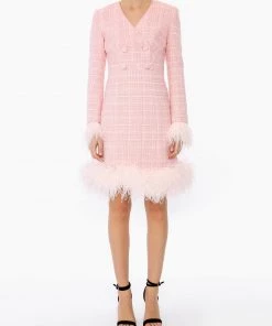 Huishan Zhang NEW SEASON VITA DRESS PINK TWEED