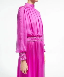 Huishan Zhang ATHENA GOWN PURPLE VOILE DRESSES