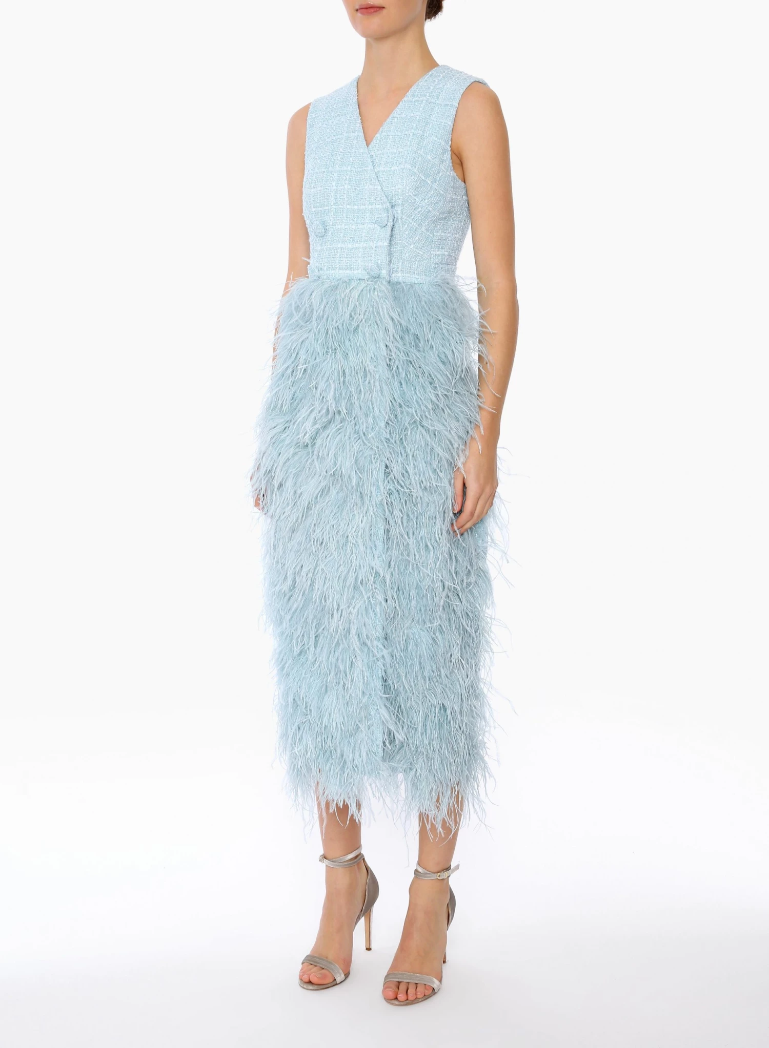 Huishan Zhang ZELDA DRESS BLUE TWEED 3 Huishan Zhang ZELDA DRESS BLUE TWEED